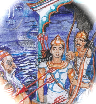 Sacred India Tarot 9 of Arrows - detail