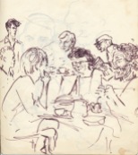 227 pestalozzi sketches - staff at lunch